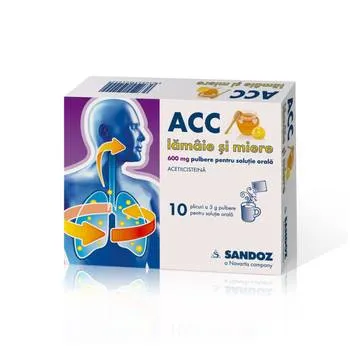 ACC cu lamaie si miere 600 mg, 10 plicuri, Sandoz