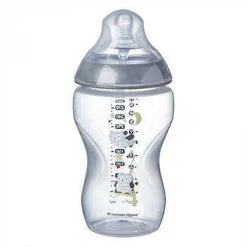 Biberon PP Decorat Closer to Nature Gri +3 luni, 340ml, Tommee Tippee