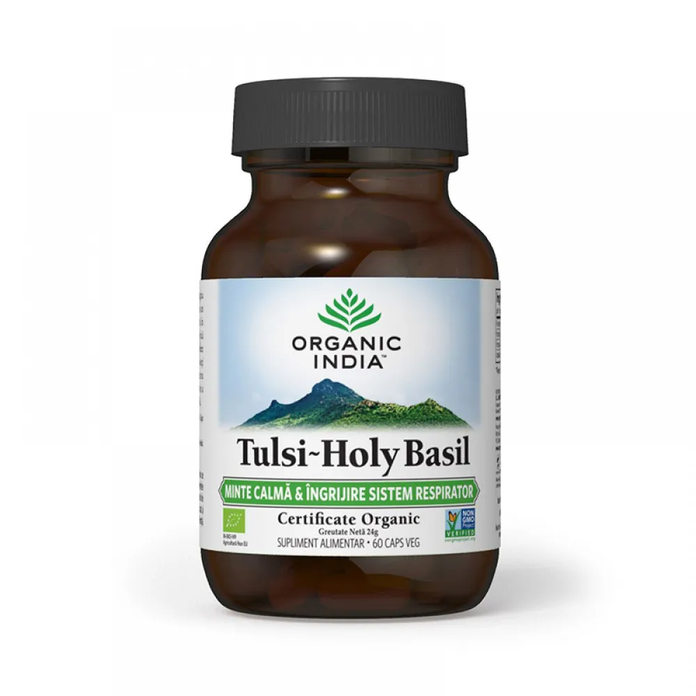 Tulsi - minte calma si ingrijire sistem respirator (60 capsule), Organic India