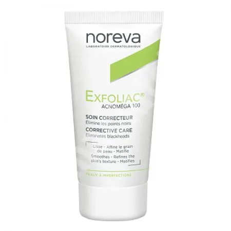 Crema corectoare si de ingrijire pentru ten acneic Exfoliac Acnomega 100, 30 ml, Noreva