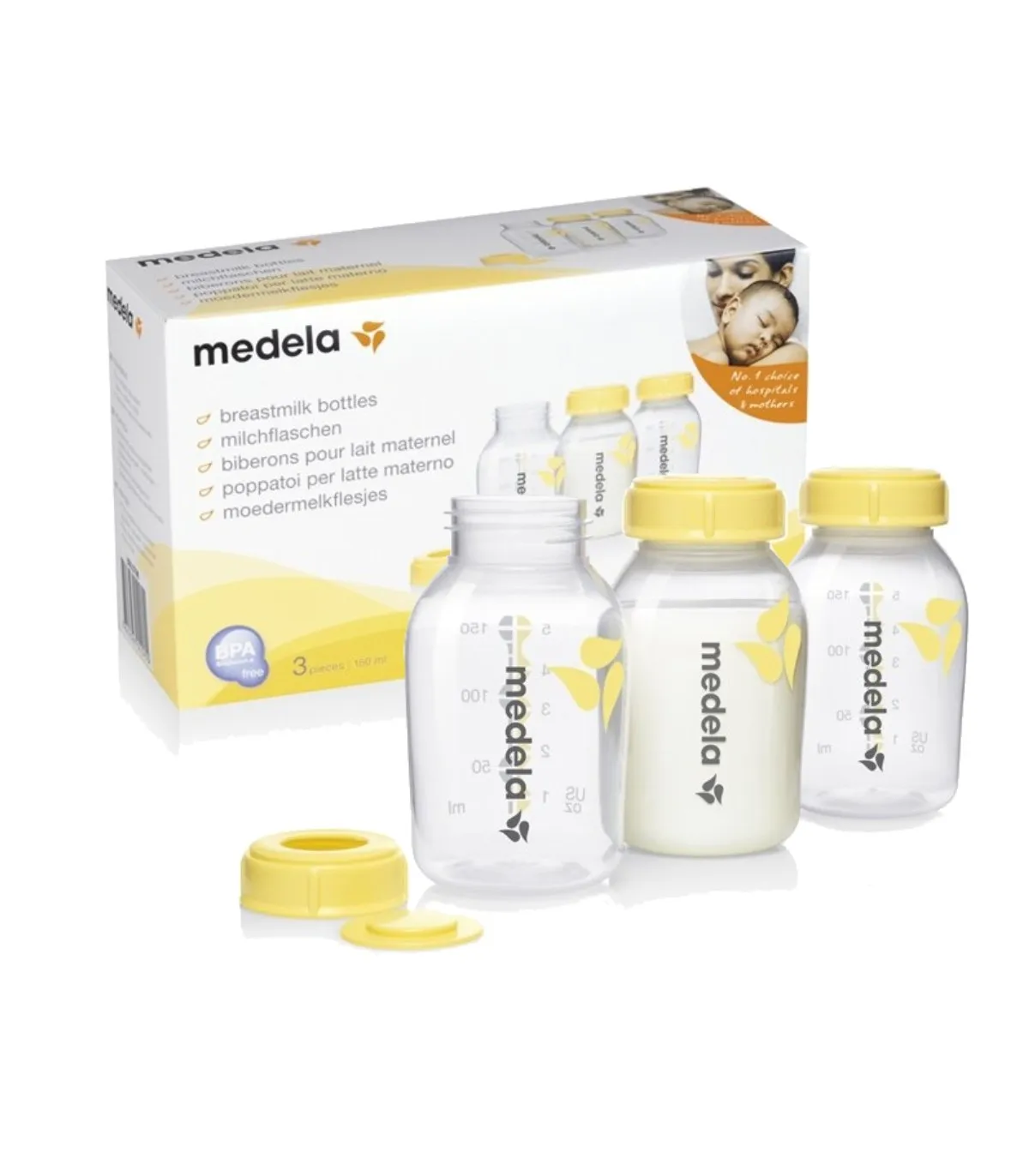 Set biberoane fara tetine, 3 x 150 ml, Medela