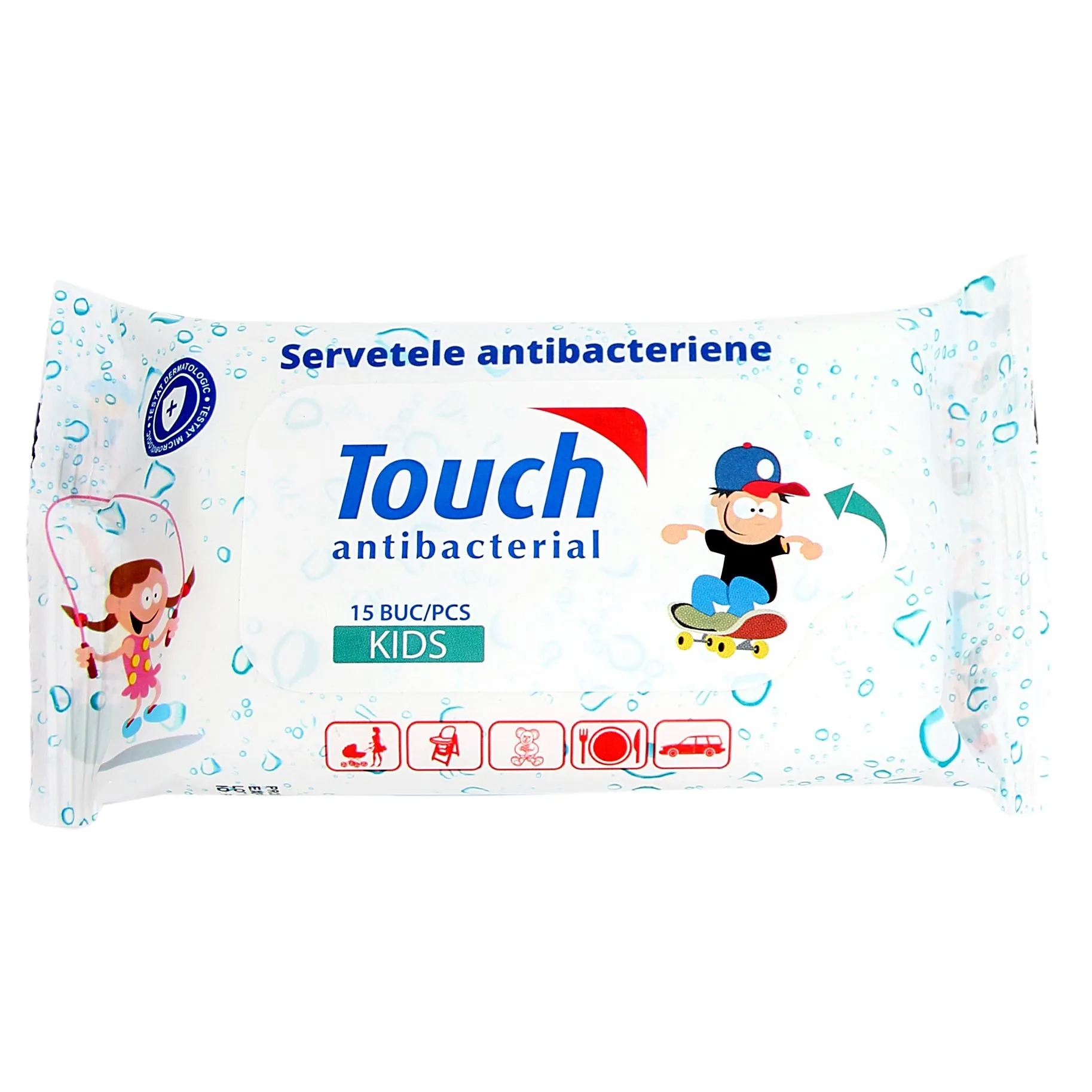 Touch Servetele umede antibacteriene Kids x 15 bucati