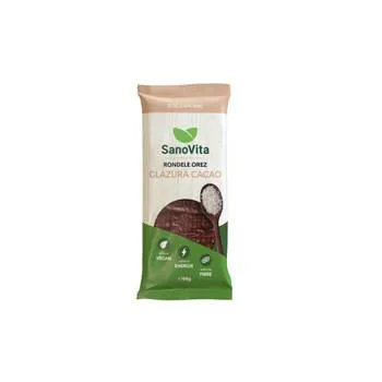 Rondele din grau expandat cu glazura de cacao, 66g, SanoVita