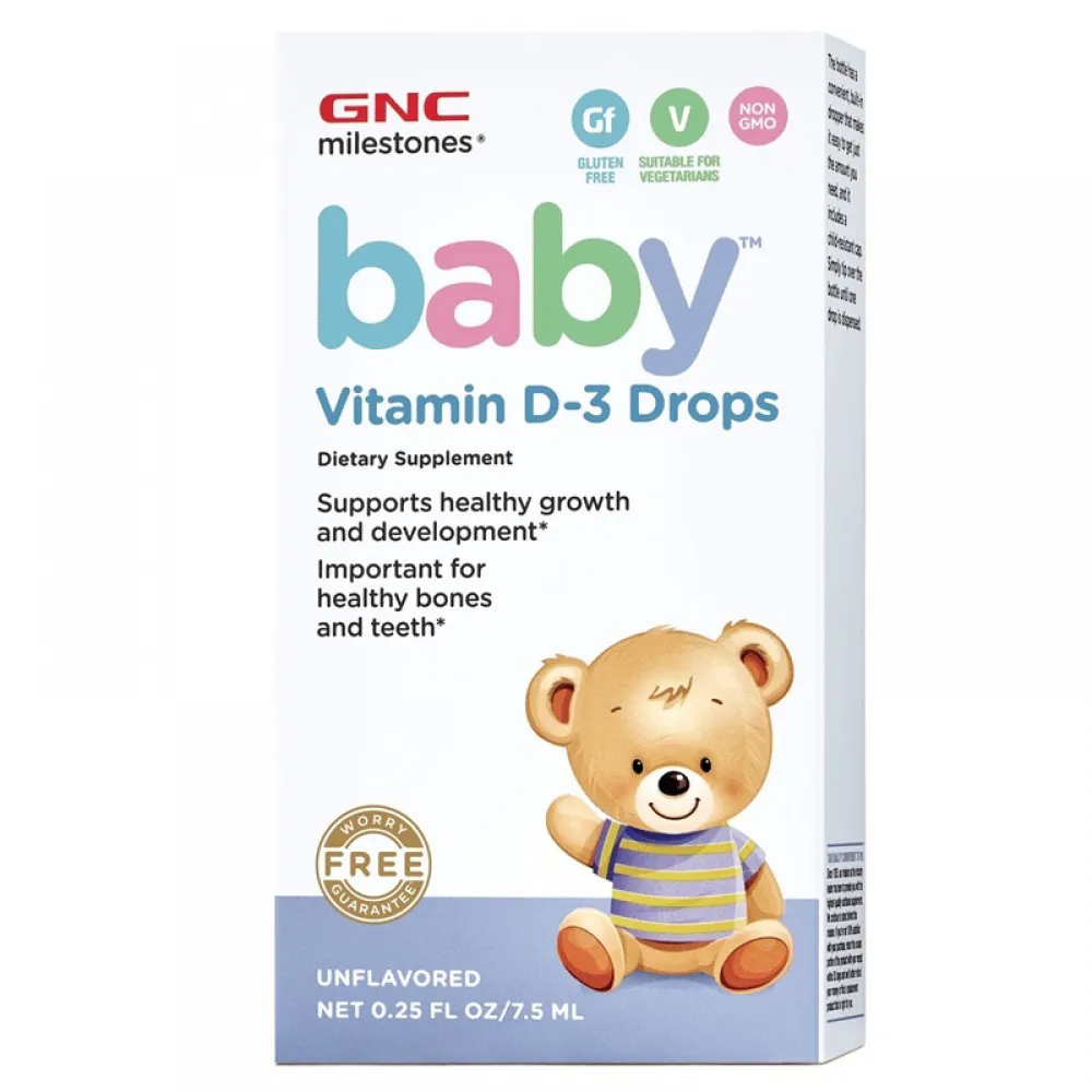 Baby Picaturi cu Vitamina D-3 pentru bebelusi (7.5 ml), GNC Milestones