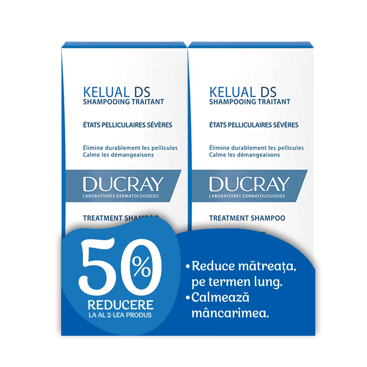 Ducray Sampon Kelual DS 100ml + 50% reducere la al doilea produs