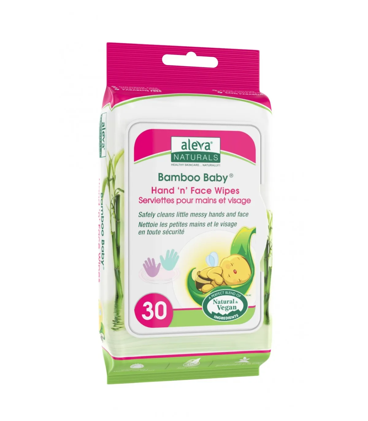 Servetele umede din fibre de bambus pentru maini si fata, 30 bucati, Aleva Naturals
