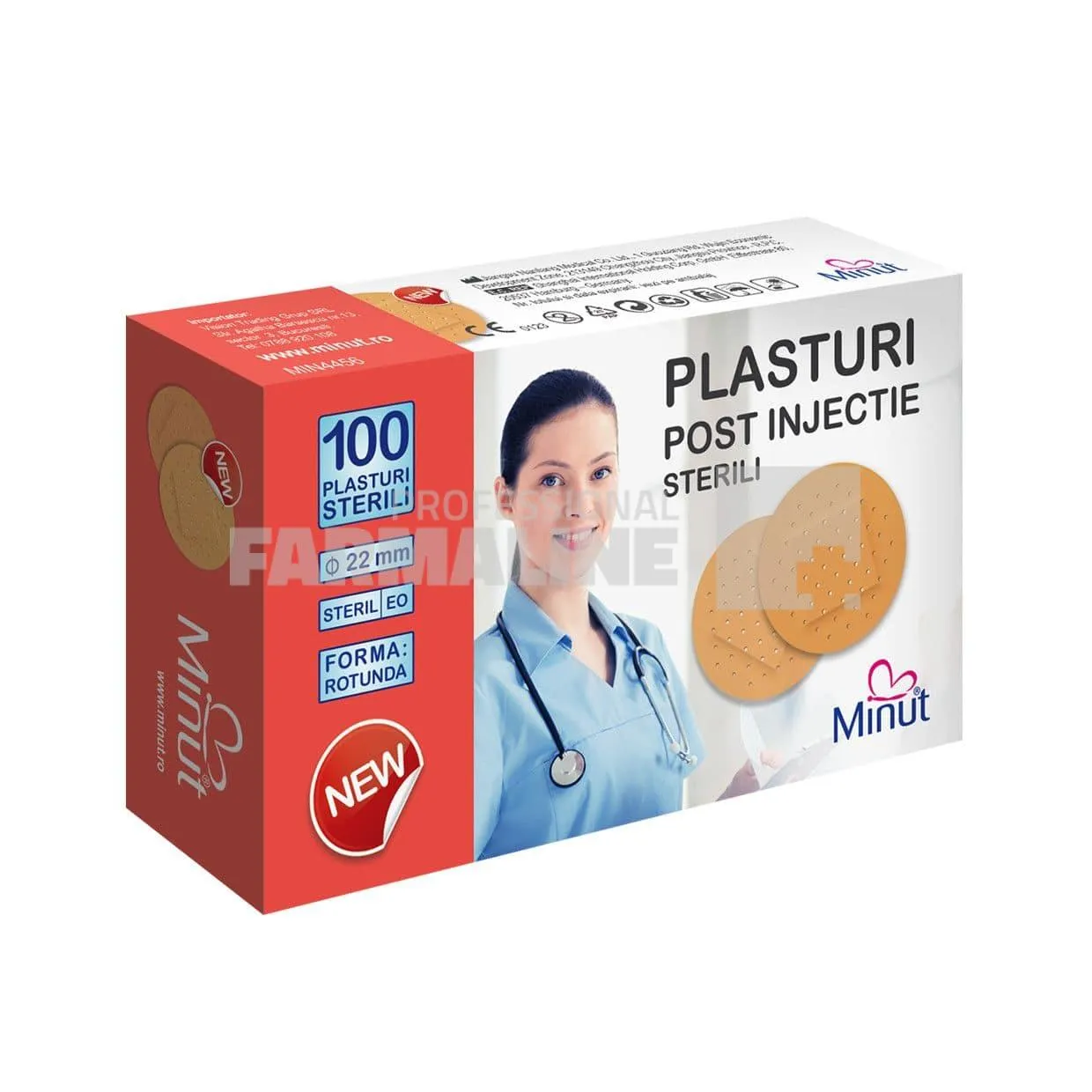 Plasture rotund 22 mm - Minut 100 bucati