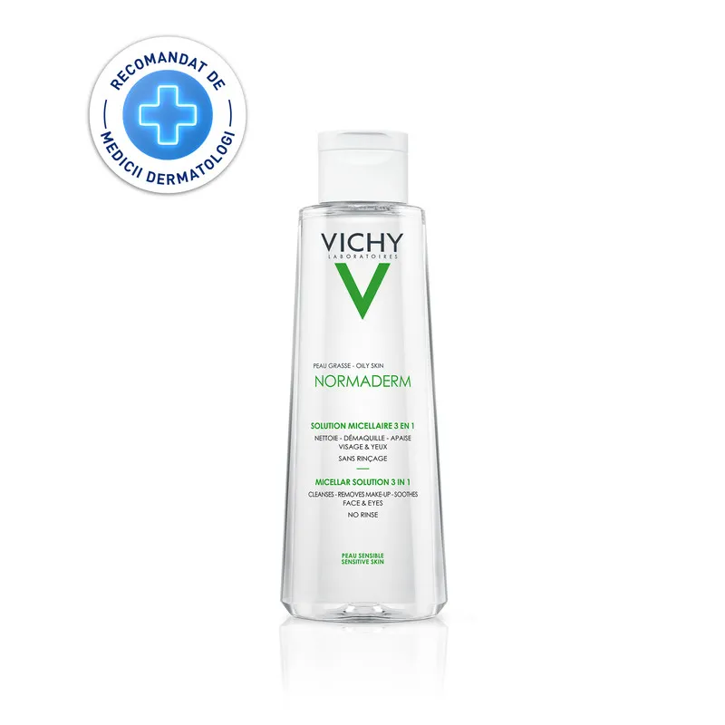 VICHY NORMADERM APA MICELARA PENTRU DEMACHIERE TEN SENSIBIL GRAS / CU TENDINTA ACNEICA 200ML