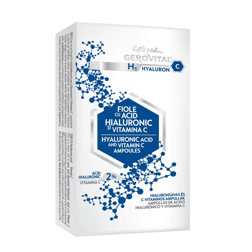 Gerovital GH3H fiole cu acid hialuronic + Vit C
