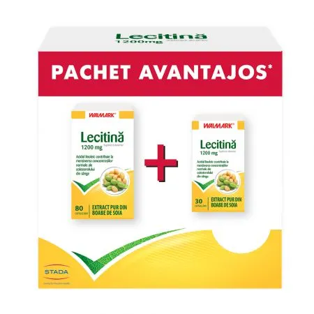 Pachet Lecitina 1200 mg, 80 capsule + 30 capsule, Walmark
