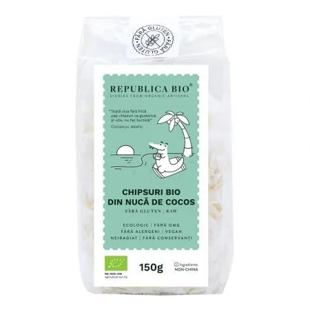 Chipsuri Eco din nuca de cocos fara gluten, 150 g, Republica Bio