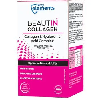 Complex Colagen & Acid Hialuronic cu Biotina Beautin Collagen My Elements, 30 capsule, Solgar