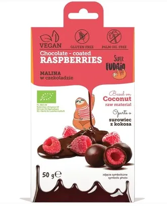 Zmeura invelita in ciocolata eco, 50 g, Super Fudgio