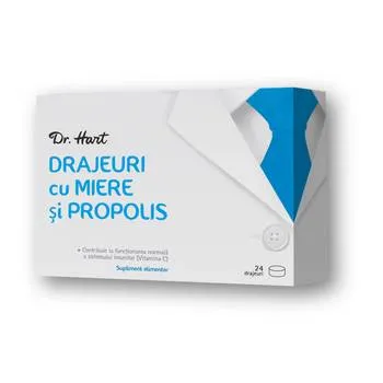 Dr.Hart Drajeuri cu Miere si Propolis, 24 drajeuri