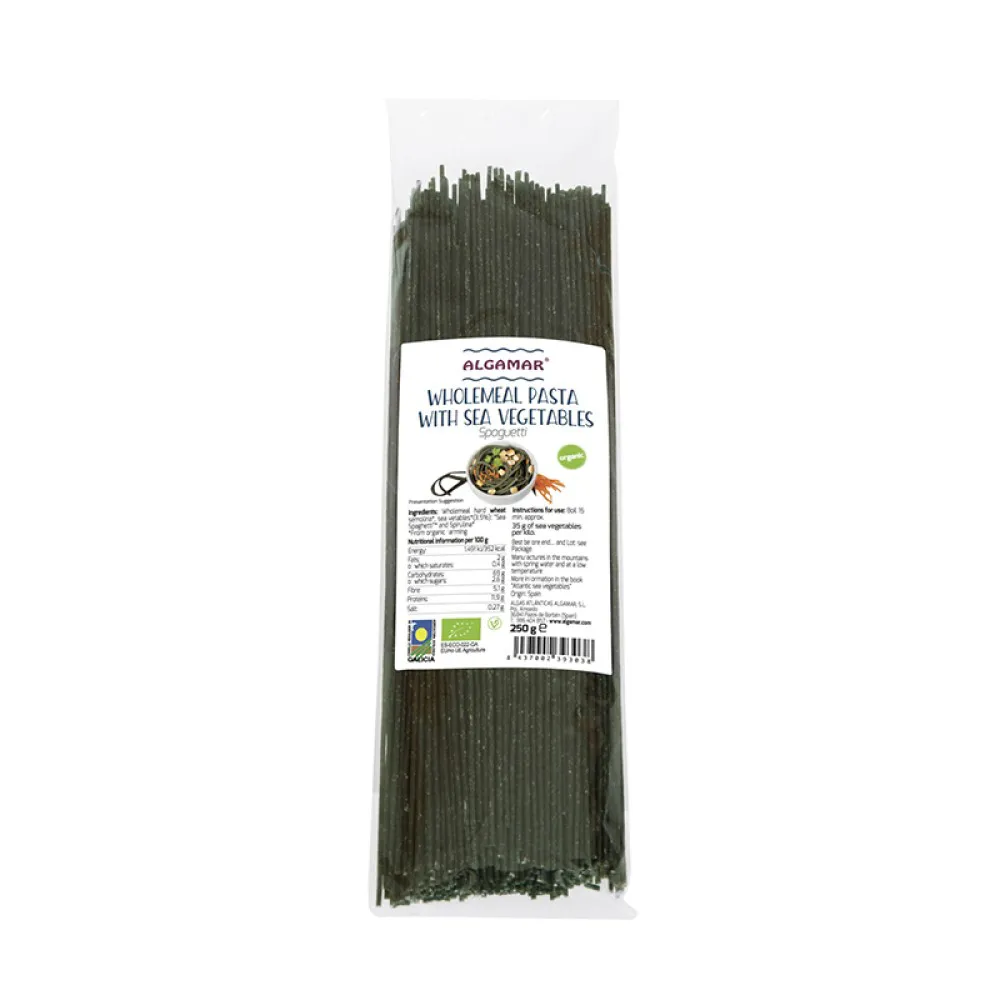 Spaghetti integrale cu alge marine bio (250g), Algamar