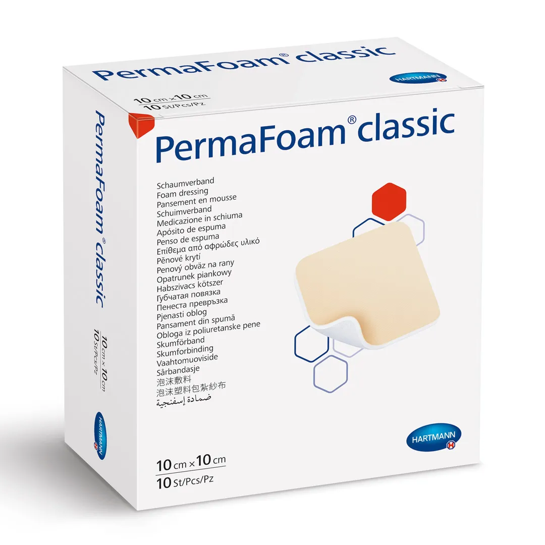 Pansament steril PermaFoam Clasic 10x10 cm, 1cutie/10 bucati, Hartman