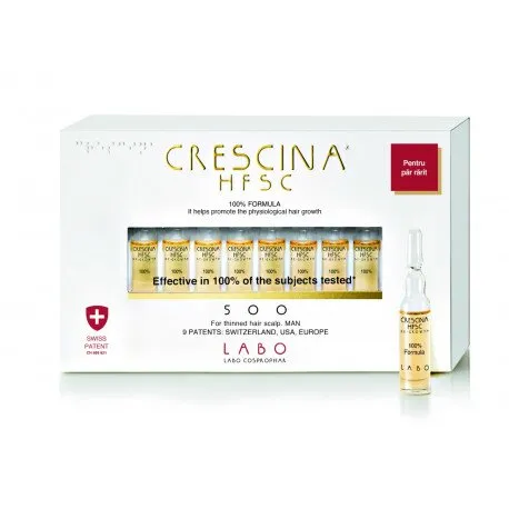 Labo Crescina HFSC 100% 500* pentru barbati, 20 fiole