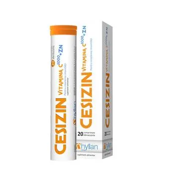 Cesizin Vitamina C 1000mg + Zinc, 20 comprimate efervescente, Hyllan Pharma