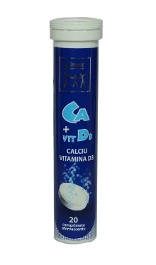 Ca + vitamina D3 ,20 comprimate efervescente , Zdrovit