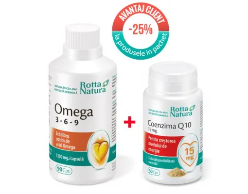 Rotta Natura Omega 3-6-9 x 90 capsule + Coenzima Q10 15mg x 30 capsule