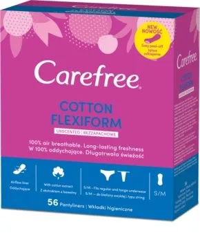 CAREFREE ABSORBANTE ZILNICE DIN BUMBAC FLEXIBIL 56BUC