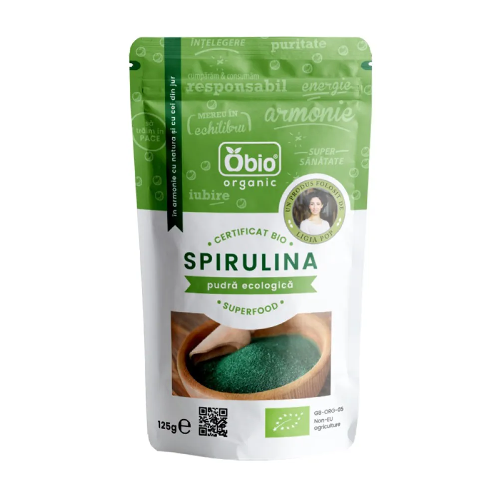 Spirulina pulbere raw bio (125 grame)