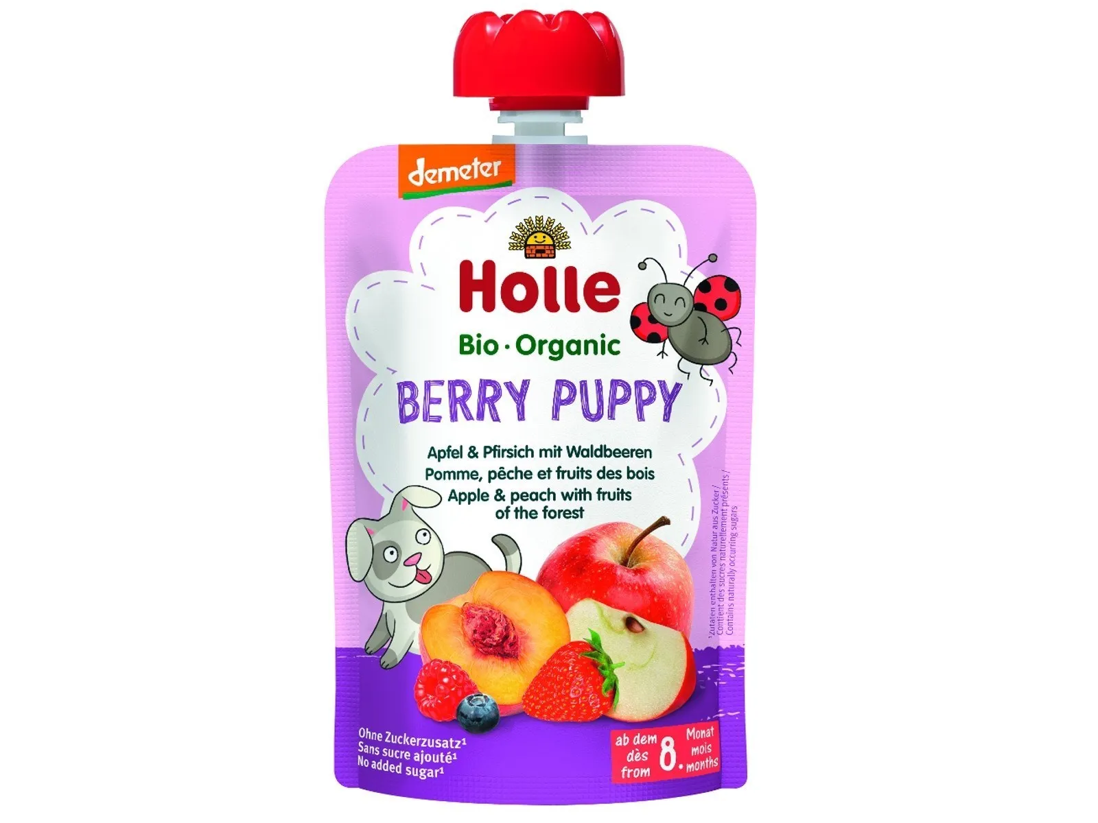 Holle Piure cu Mere,Piersici si Fructe de Padure +8luni x 100g