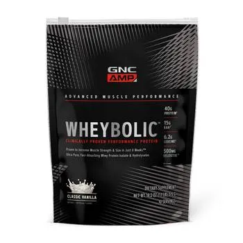 Proteina din zer cu aroma de vanilie AMP Wheybolic, 515g, GNC