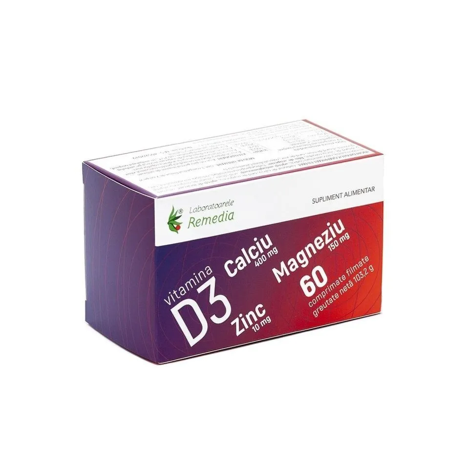 CA + MG + ZN + D3 X 60 COMPRIMATE REMEDIA