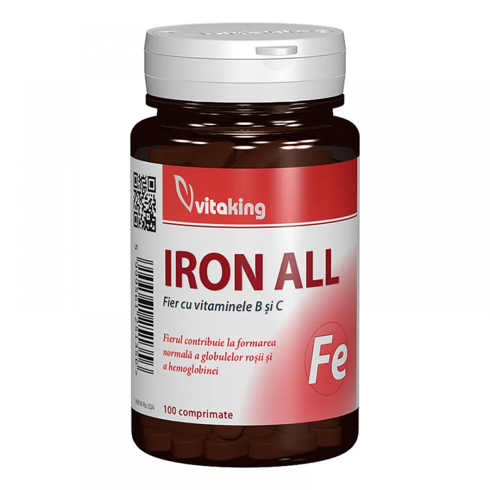 Fier cu Vitamina B si C (100 comprimate), Vitaking