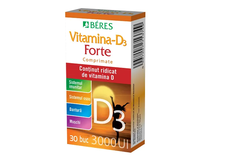 Vitamina D3 Forte 3000 UI, 30 comprimate, Beres Pharmaceuticals Co