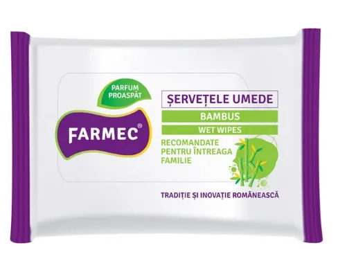 Servetele umede cu bambus, 15 bucati, Farmec 548