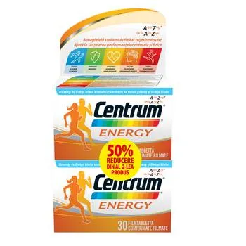 Pachet Centrum Energy de la A la Zinc 1 + 50% reducere la al doilea produs, 2 x 30 comprimate, Haleon