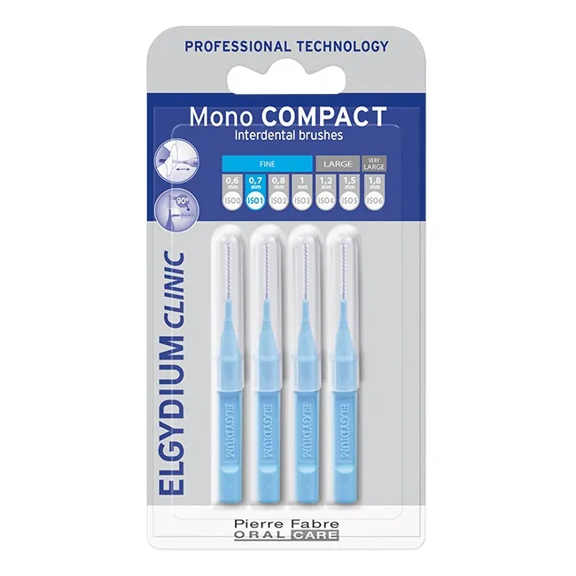 ELGYDIUM Periute interdentare Mono Compact Blue, spatii interdentare inguste, 4 bucati