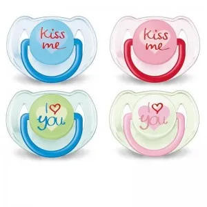AVENT Suzete Soft Silicone, 6-18 luni, SCF172/70, 2 bucati (i love you)