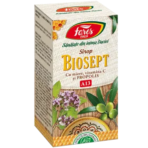 Biosept sirop miere, vitamina C, propolis, 100 ml, Fares