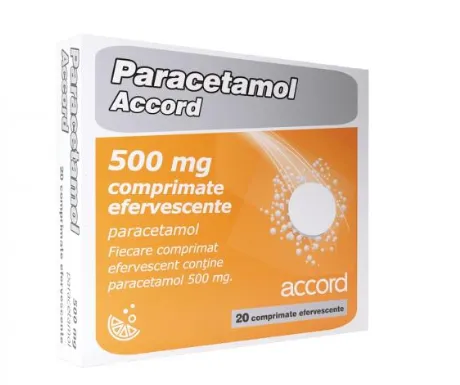 Paracetamol Accord 500 mg, 20 comprimate efervescente, Accord
