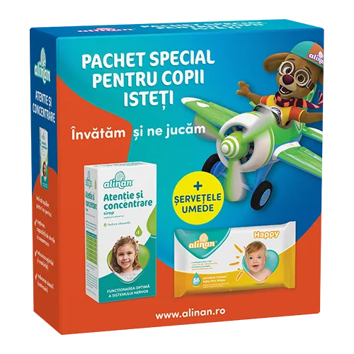 Alinan Atentie si concentrare sirop 150ml+Servetele umede, Fiterman