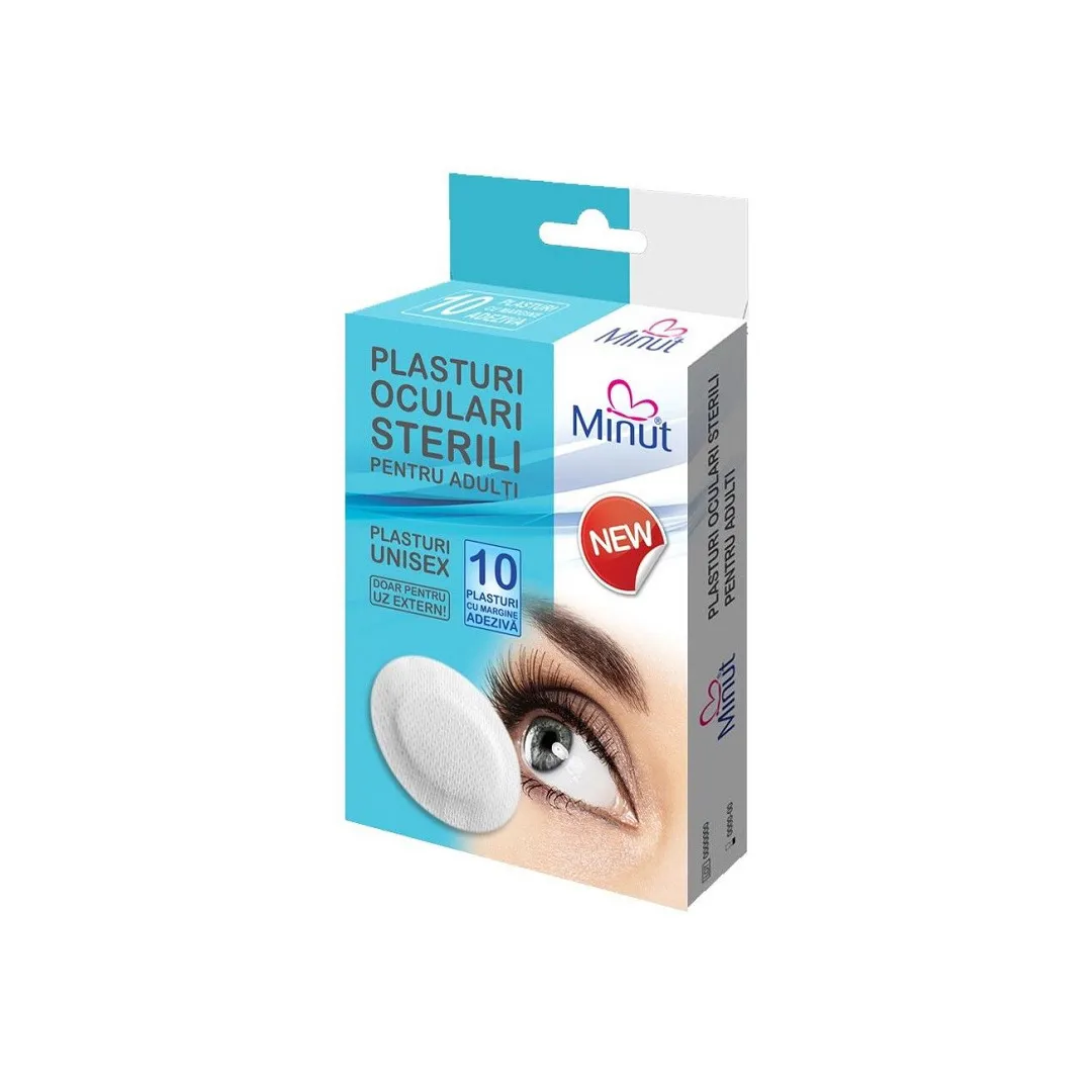 Plasturi oculari sterili pentru adulti, 10 bucati, Minut