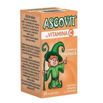 Ascovit cu aroma de piersica 100mg, 20 comprimate, Omega Pharma