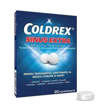 Coldrex Sinus Extra 500mg/3mg/50mg, 20 comprimate, Perrigo