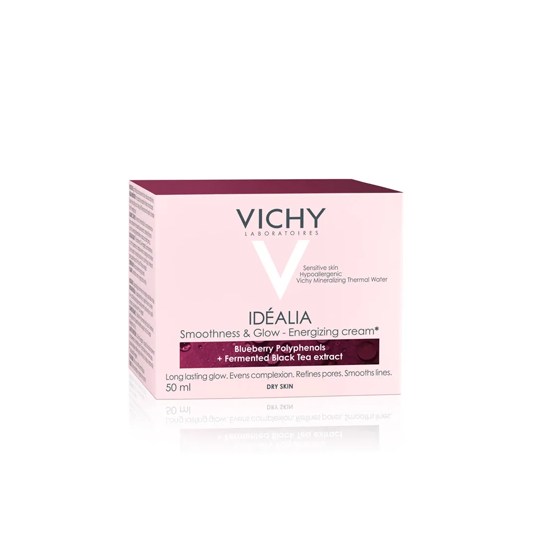 VICHY Idealia Crema energizanta cu efect de netezire si iluminare a tenului pentru tenul uscat, 50 ml