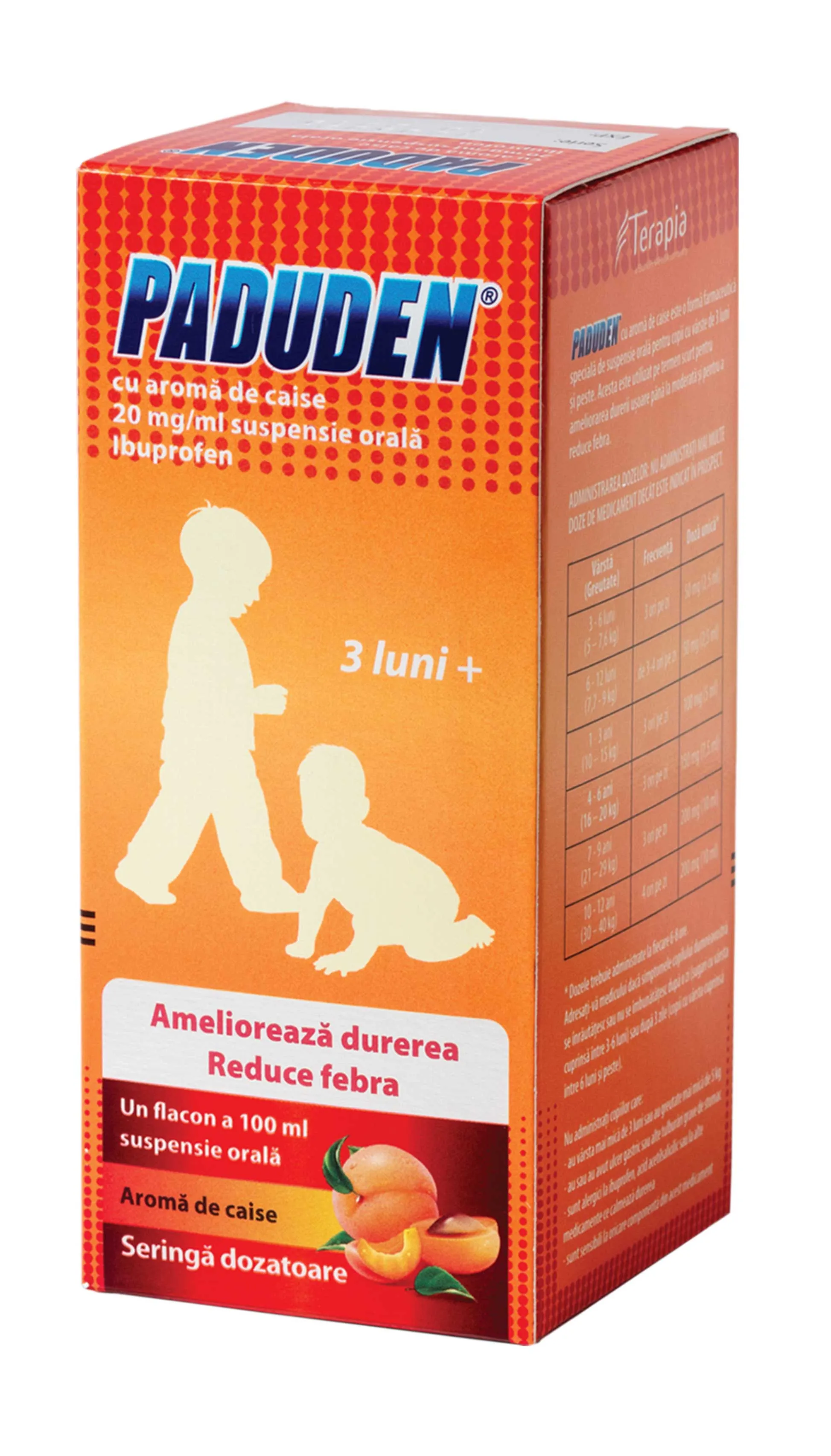 Paduden cu aroma de caise suspensie orala 20 mg/ml