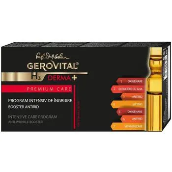 Kit program intensiv ingrijire antirid H3 Derma+ Premium Care, 7 fiole x 2ml, Gerovital