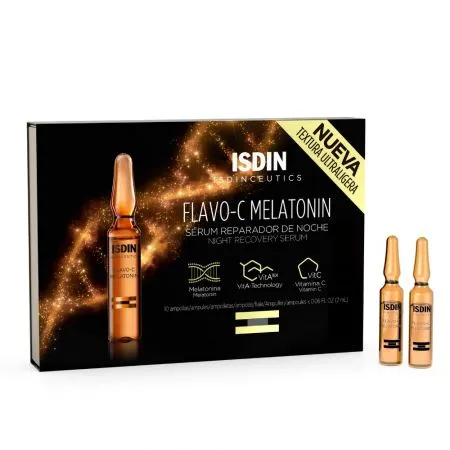Fiole ser reparator de noapte Melatonin Flavo-C, 10 fiole, Isdin