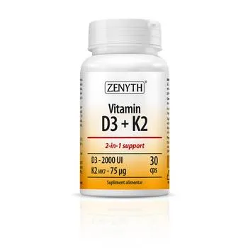 Vitamin D3 + K2, 30 capsule, Zenyth