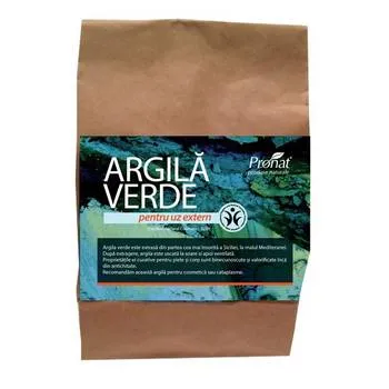 Argila verde cu pulbere fina pentru uz extern, 500g, Pronat