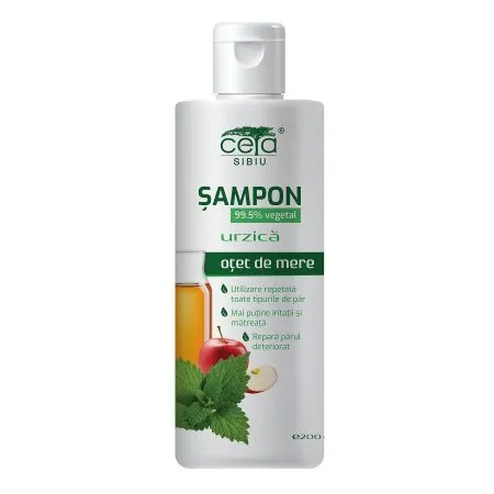 Sampon 99.5% vegetal cu otet mere si urzica, 200 ml, Ceta Sibiu