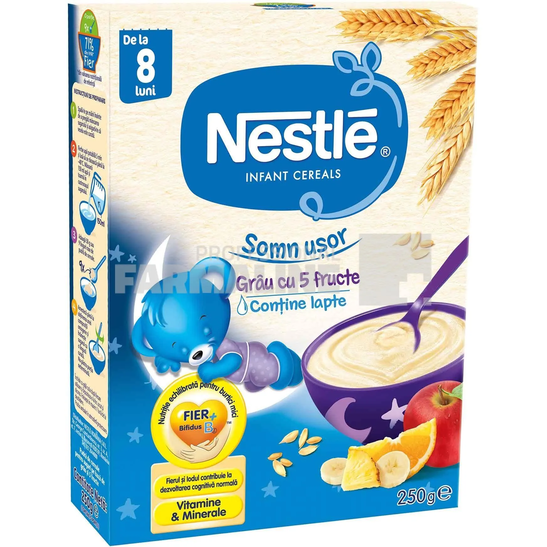 Nestle Somn Usor cu Grau si 5 Fructe 8+ luni 250 g