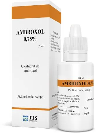 Ambroxol 0.75%, 0,75% picături orale soluție, 20 ml, Tis Farmaceutic